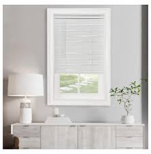 Cordless Light Filtering Mini Blind - 39 Inch Width, 64 Inch Length, 1" Slat Size - Pearl White - Cordless GII Morningstar Horizontal Windows Blinds for Interior by Achim Home Decor