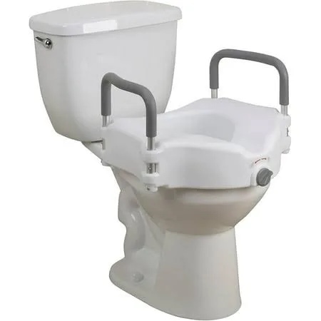 Drive Medical RTL12027RA 2-in-1 Raised Toilet Seat with Removable Padded Arms, Standard Seat