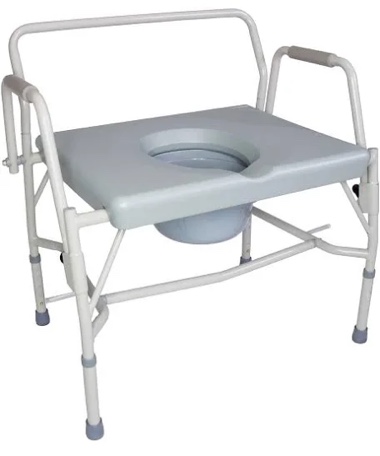DMI Drop Arm Portable Toilet Commode, Extra-Wide Seat, 500 Pound Weight Capacity, Bucket with Lid Included, Adjustable Legs, Elderly Assistance Products, Grey