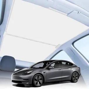 2 in 1 Glass Roof Sunshade for Model Y, Non-Sag Foldable Sunroof Sun Shade UV Reflector for 2021-2023 Tesla Model Y(Original Car Color)