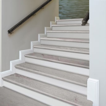 Zamma Cap A Tread Stair Renewal System 47-in x 12.125-in x 2.1875-in Light Grey Oak Type 2 Kit with Reversible Riser Laminate No return Square edge Stair Tread