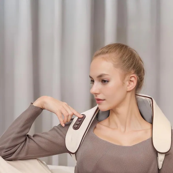 Electric Heat Neck and Shoulder Massager,5D Simulate Hand Kneading