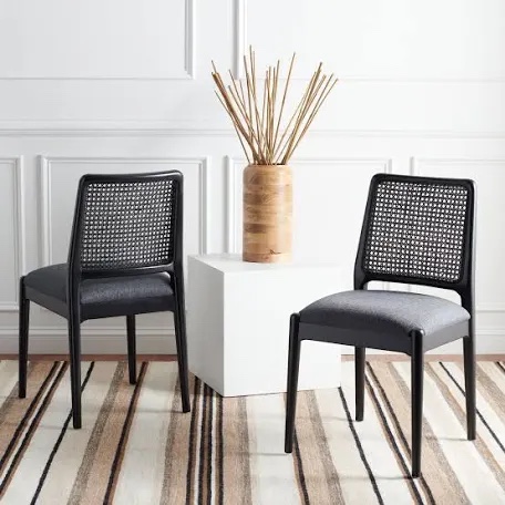 DCH8800C-SET2 Reinhardt Rattan Dining Chair, Black & Grey - Set of 2