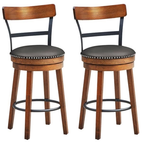 Set of 2 25.5" Swivel Counter Height Dining Chair