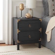 NST9600B Galio 2 Drawer Nightstand, Black & Gold