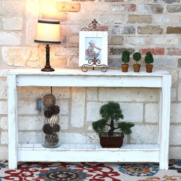 Rustic Reclaimed Wood Entryway Console Table - 46Lx8Wx28H - White
