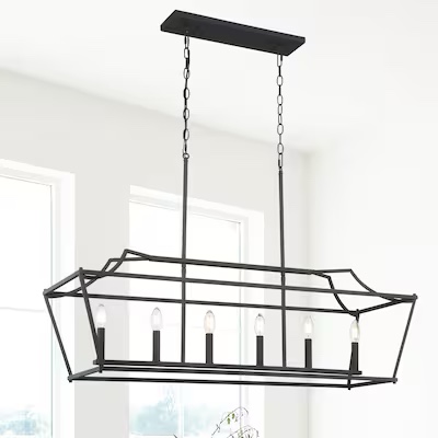ACROMA Fairfield 6-Light Matte Black Modern/ContemporaryBare Bulb Chandelier