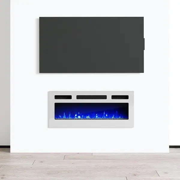 Recessed Wall-mounted Electric Fireplace - White  