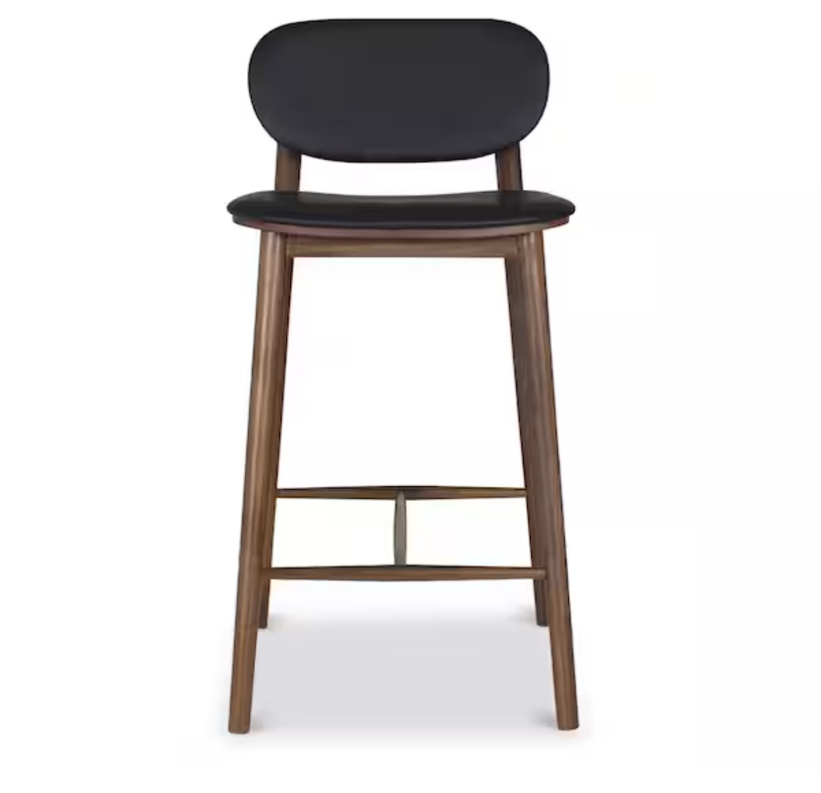 Poly and Bark Black/Walnut Bonato Leather Counter Stool