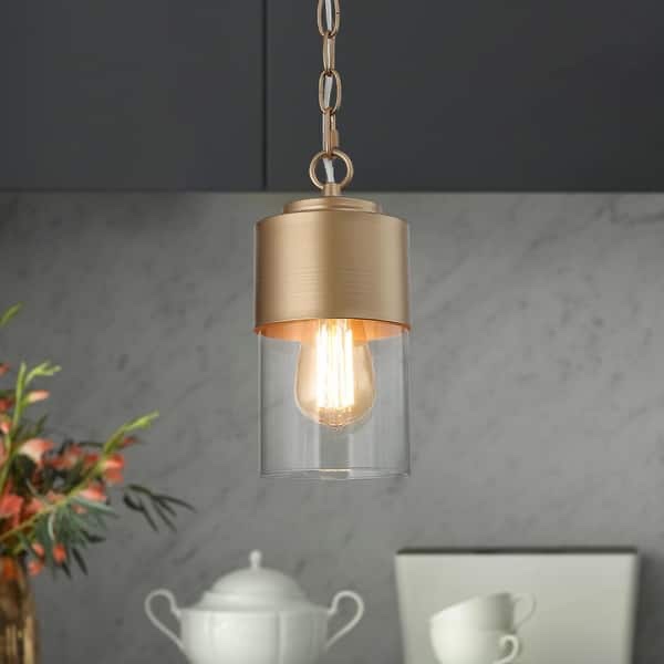 Velus Modern Glam Gold 1-light Glam Mini Pendant Lights Glass Kitchen Ceiling Lights for Dining Room