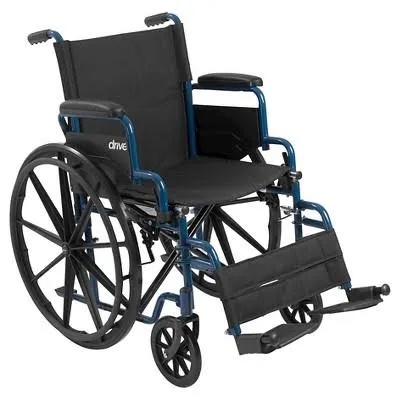Drive Medical Blue Streak Ultra-Lightweight Wheelchair With Flip-Backs Arms & Swing-Away Footrests