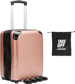 18 Inch Personal Item Removable Wheels Suitcase 2.0 Converts from Carry-On into Under the Seat Luggage and fits Sizers 18x14x8 Inches