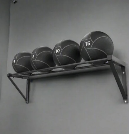 Power Systems Wall-Mounted Medicine Ball Rack/Shelf, 49.5 x 11 x 13 Inches, Black (27187)