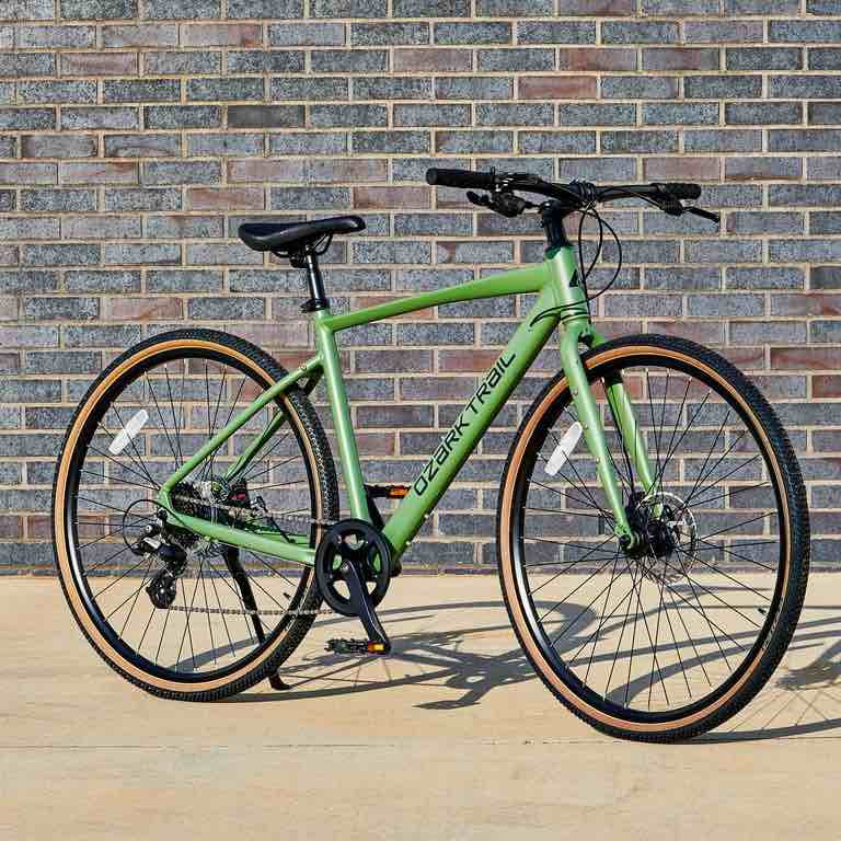 Ozark Trail 700C G.1 Explorer Flat Bar Gravel Bike, Small Frame, Fits Riders 5'1" - 5'5", Green, Adult, Unisex