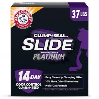 Arm & Hammer Slide Platinum Easy Clean-Up Clumping Cat Litter, Multi-Cat Litter, 27.5 Pounds, Online Exclusive Formula
