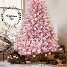 JOY-TECH 7 Foot Pink Prelit Christmas Tree, Christmas Tree with 1000 Snow Flocked Branches, Steel Base 400pc Led Lights, Xmas Tree for Indoor and Outdoor, Automatic Open