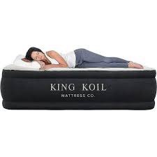 King Koil Pillow Top Plush Queen Air Mattress With Built-in High-Speed Pump Best For Home, Camping, Guests, 20 inch Queen Size Luxury Double Airbed Adjustable Blow Up Mattress, Waterproof