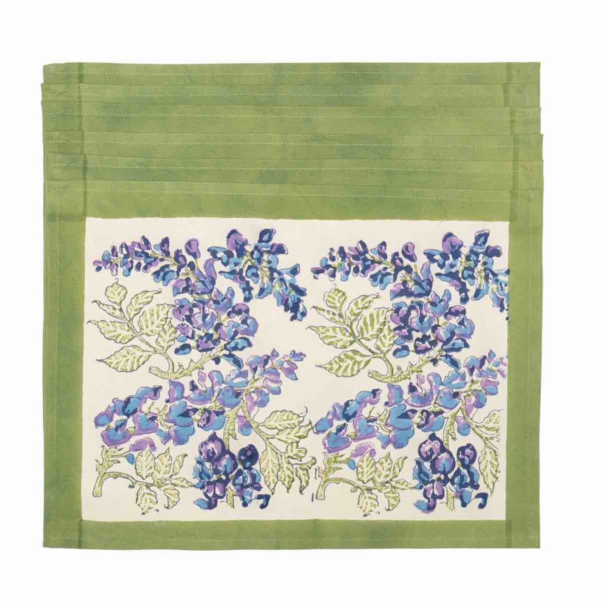 Couleur Nature Paris, 15x18 Wisteria Green & Blue Placemats, Set of 6
