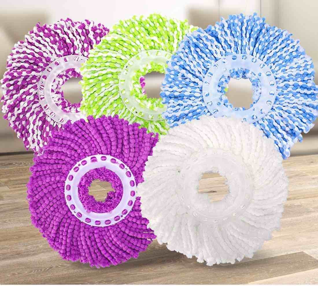 Fdit 4 Spin Mop Refills Microfiber Round Spin Mop Replacement for Universal Spin Mop System for Home Commercial Use - White, Green & White, Purple, Blue & White