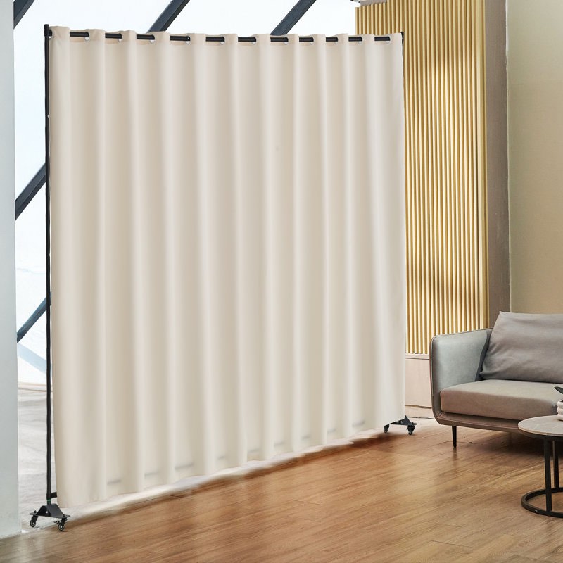 room divider, 96×120inch portable panel room divider with wheels curtain divider stand, room divider privacy screen for office, bedroom, dining room, study