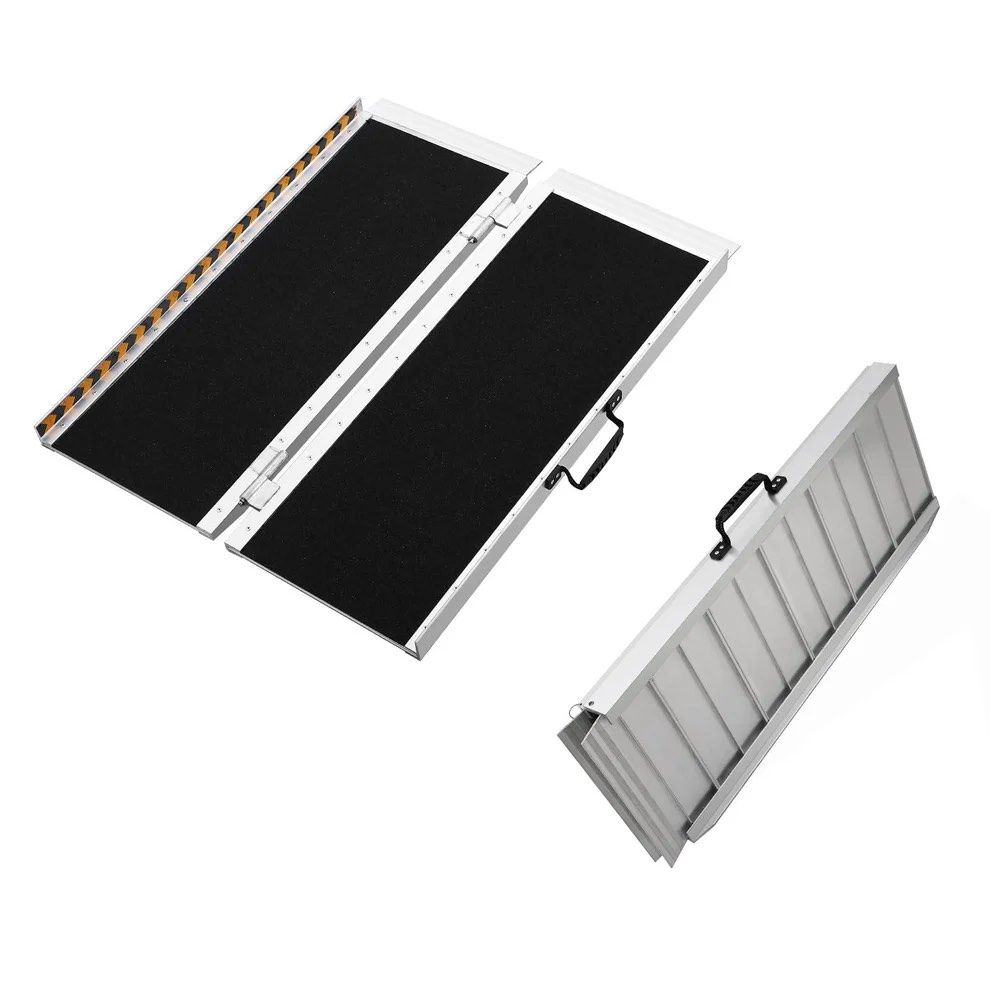 5FT Portable Wheelchair Ramp, Non-Slip Aluminum Folding Handicap Ramp, 600 LBS Capacity Door Threshold Ramps for Home Steps, Scooter Ramp for Car, Doorways, Curbs, Stairs, Cart, Wheel Chair Steps