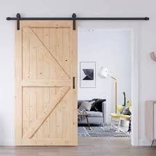 EaseLife 42 inch x 84 inch Sliding Barn Door with 7FT Barn Door Hardware Kit & Handle Included,DIY Assemblely,Easy Install,Interior Rooms & Storage Closet,K-Frame,Natural