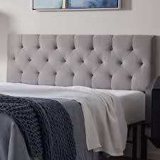 LUCID Mid-Rise Upholstered Headboard- King, Stone (B07JKJN8NJ)