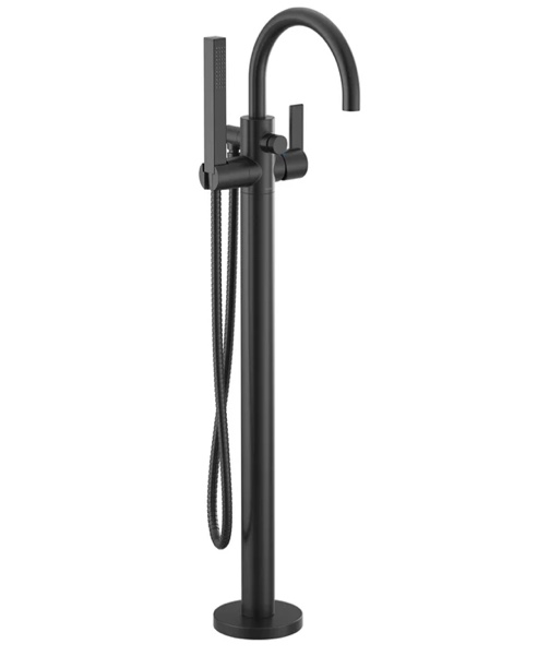 Matte Black Moen Cia One Handle Freestanding Floor Mount Tub Filler with Handshower, Mounting Kit Required (Part number: 615BL)