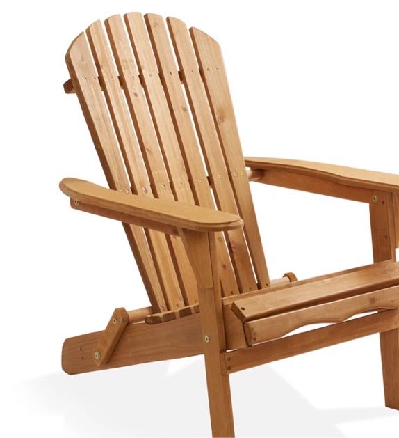 Folding Wooden Adirondack Chair, Pre-Assembled Backrest