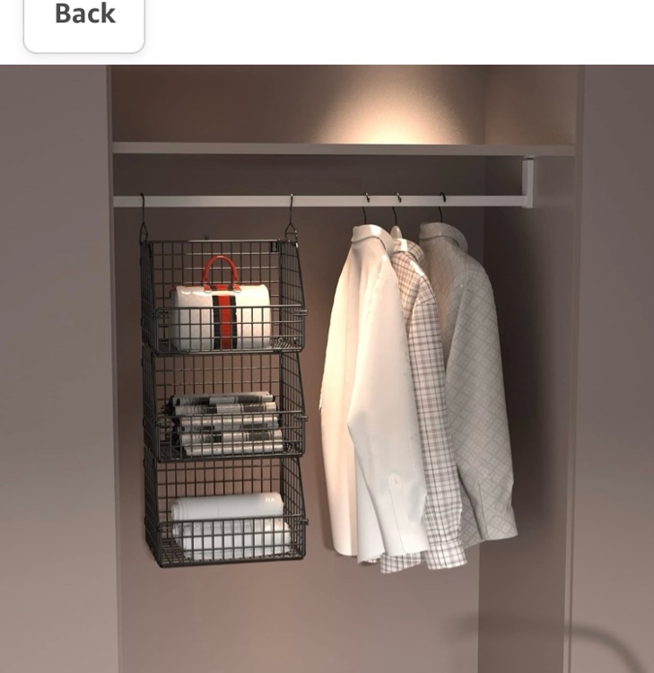 Stackable Wire Storage Baskets for Kitchen Closet Pantry, Hanging Closet Organizers Storage Shelves Organization, Wall Mount Metal Basket Bins, Clothing Vegetable & Fruit Organizer 5 pcs