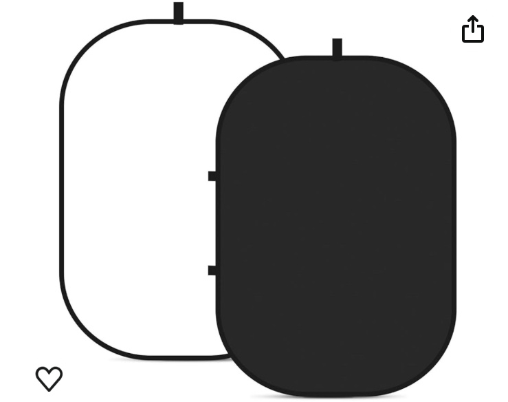 NEEWER Chromakey Backdrops, Double Sided Black Screen and White Screen, 2 in 1 Collapsible and Reversible Background for Photography, Gaming and Live Streaming, 5'×6.6'/1.5m×2m (Black/White)