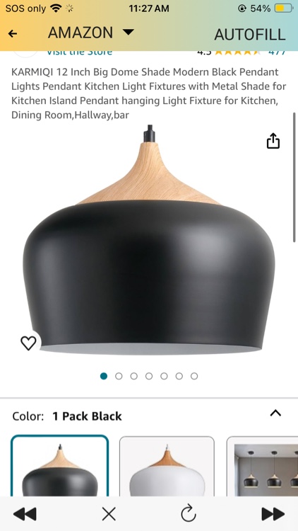 Karmiqi Modern Pendant Lighting Wood Pattern Ceiling Light Fixtures Metal Shade with Edison Bulb for Living Rooms,Dining Room,Kitchen(Black) …