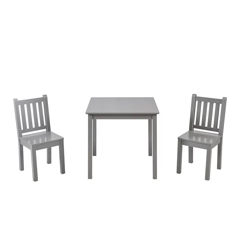 Toffy & Friends Wooden Kids Table and Chairs Set, Gray Color,3 Piece