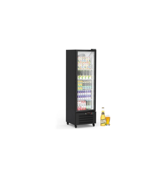 WhizMax Commercial Display Refrigerator, Glass Door Upright Merchandiser Beverage Cooler with Wheels & LED Lighting