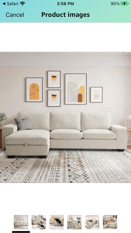 ASHOMELI 98.42“ Convertible Sectional Sofa,L Shaped Couch,Multi-Functional Reversible Sofa with USB and Type-C Charging Ports, Storage Space, Breathable Fabric (Beige)