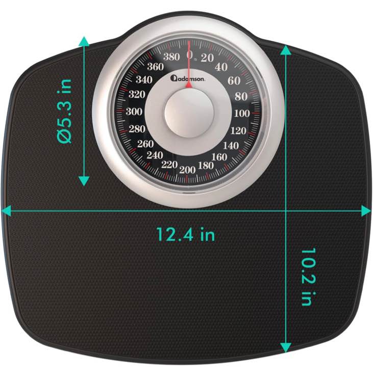 Adamson A25 Scales for Body Weight - Up to 400 LB - New 2023 - Anti-Skid Rubber Surface Extra Large Numbers - High Precision Bathroom Scale Analog - Durable with 20-Year Warranty