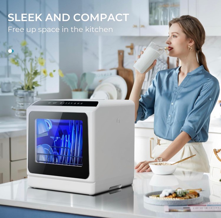 EUHOMY Mini Dishwasher Countertop Portable Compact Dishwashers with 5 L Built-in Water Tank for Apartments& RVs,6 Programs,No Hookup Needed