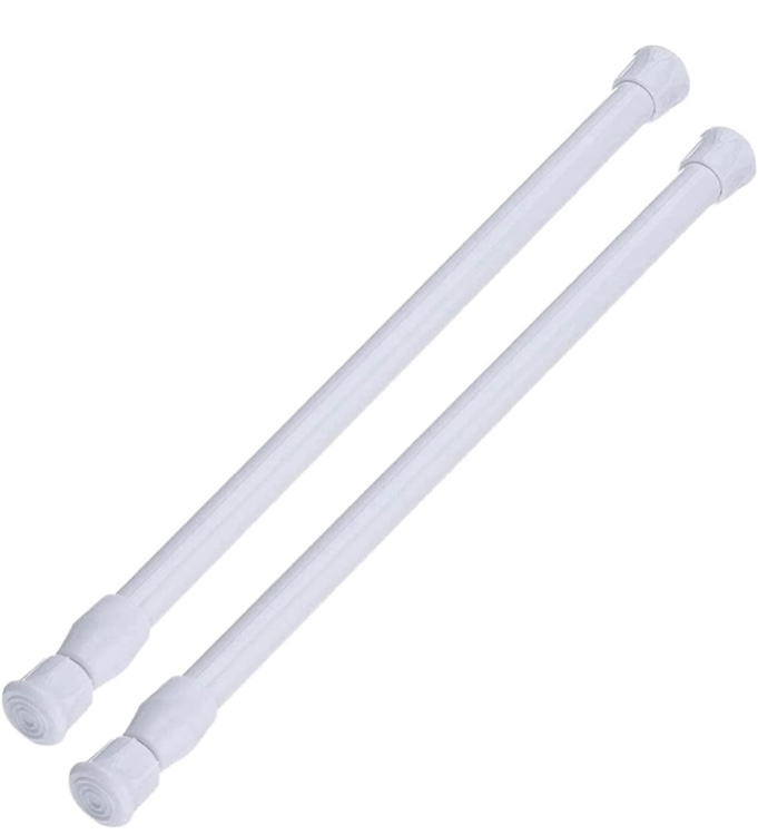 AIZESI Spring Tension Curtain Rods Short Tension Rod (White, 16" to 28"-2Pcs)