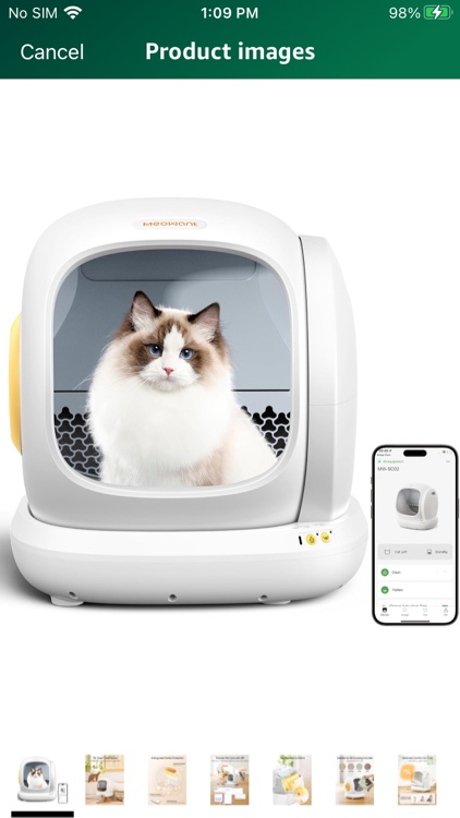 MeoWant Self-Cleaning Cat Litter Box, 75L Extra Large Open Automatic Cat Litter Box for Multi Cats, Integrated Safety Protection/APP Control/Odor Removal Smart Litter Box with Mat & Liner