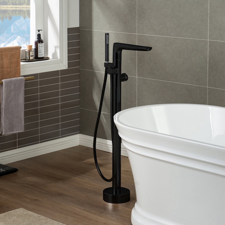 F-0015 BL Floor Clawfoot Tub Faucet with Diverter