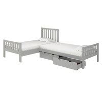 Ratcliff Twin Solid Wooden Brazilian Pine L-Shaped Platform Bed Set with Underbed Storage 