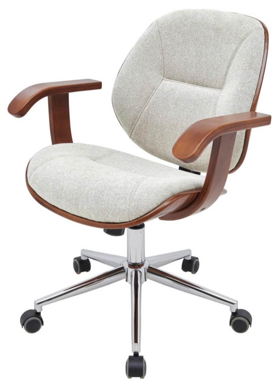 Samuel Fabric Bamboo Office Chair With Armrest, Havana Linen