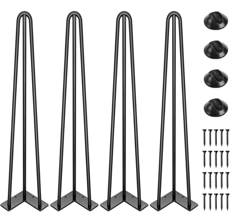 QTY = 4: 20 Inch Tapered Metal Table Legs XU-LEG-LONG-GG 847254016711