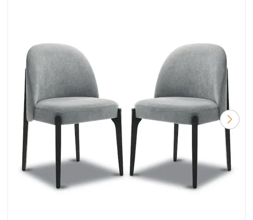 Pietta Stone Grey Fabric Dining Chair Set of 2