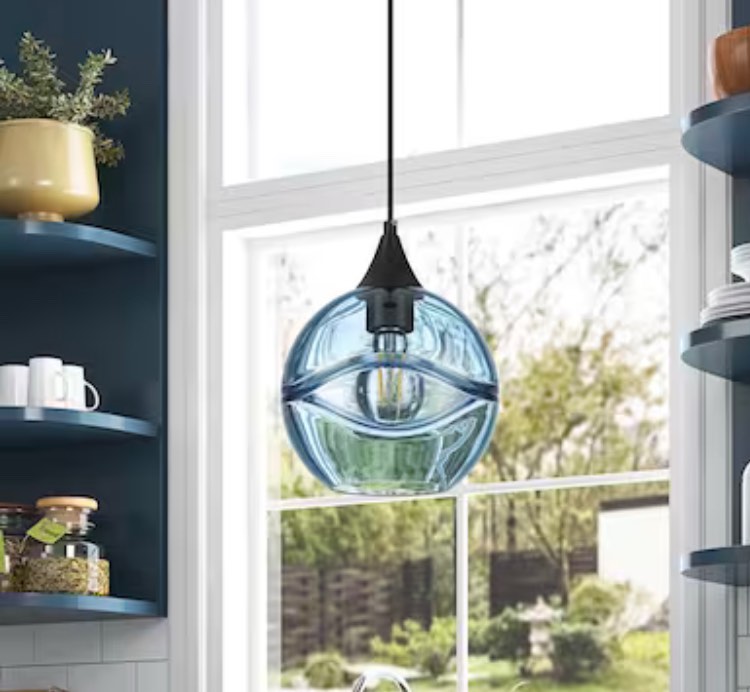 Aiwen Black Modern/Contemporary Etched Glass Globe Led Cfl Mini Hanging Pendant Light Item #5677984 | Model #P-NW-PL0014