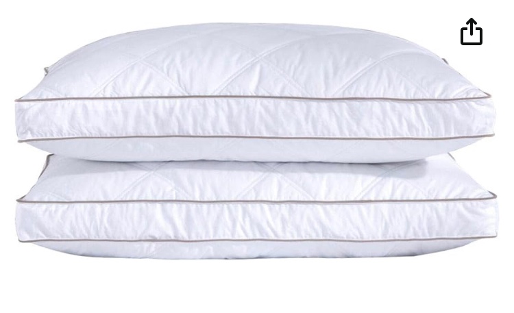 puredown® Goose Feathers and Down Pillow for Sleeping Gusseted Bed Hotel Collection Pillows, King, Set of 2