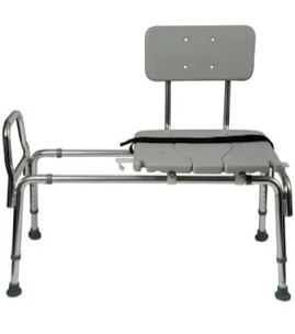 DMI Tub Transfer Bench and Sliding Shower Chair, Made of Heavy Duty Non Slip Aluminum, Seat with Adjustable Height & Cut Out Access, Holding Weight Capacity up to 400 Lbs, Gray