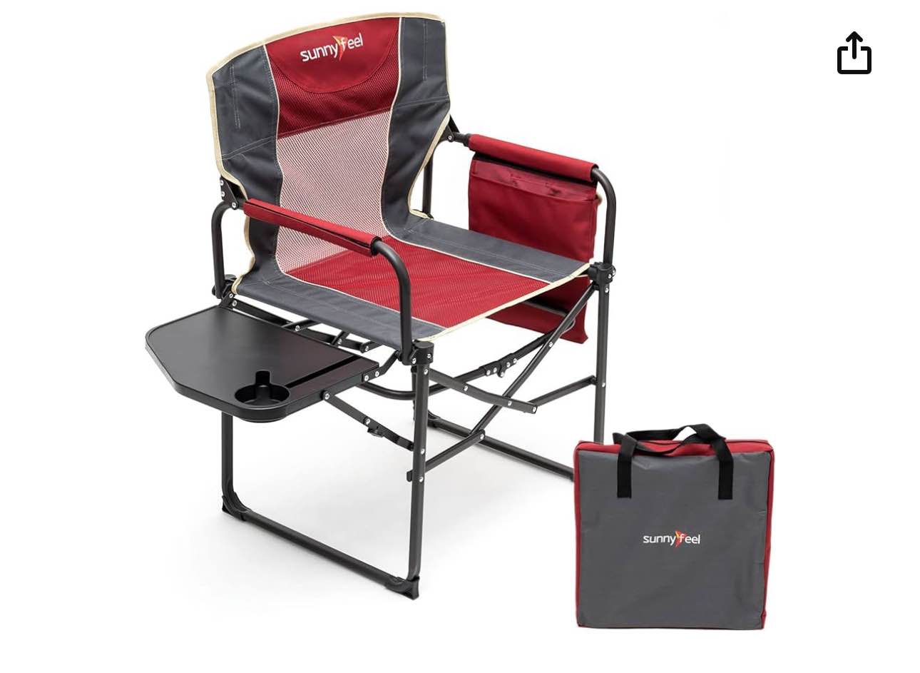 SUNNYFEEL Camping Directors Chair, Heavy Duty,Oversized Portable Folding Chair with Side Table, Pocket for Beach, Fishing,Trip,Picnic,Lawn,Concert Outdoor Foldable Camp Chairs