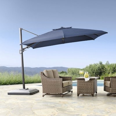 PURPLE LEAF 10 Feet Patio Umbrella Outdoor Cantilever Square Umbrella Aluminum Offset Umbrella with 360-degree Rotation for Garden Deck Pool Patio, Grey