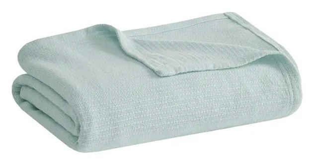 Olliix by Madison Park Freshspun Basketweave Blue Full/Queen Cotton Blanket